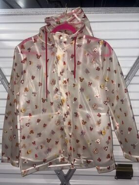 Disney Clear Raincoat with Pink Trim and Multicolor Character Prints